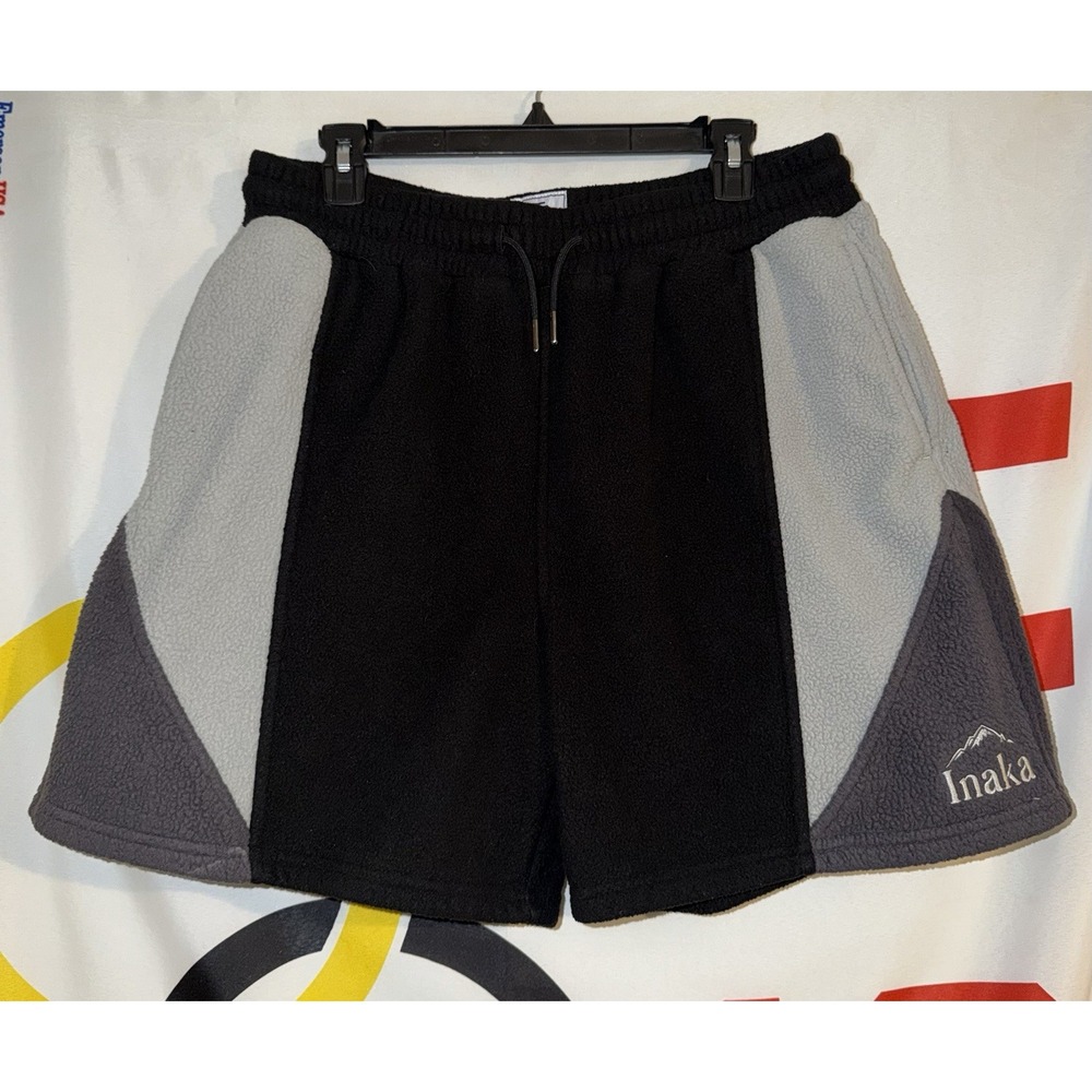 Inaka Power Sherpa Fleece Shorts Mens 2XL Black Gray Gym Weightlifting